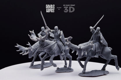 Armoured Wood Elf on Elk - Mounted - Davale Games - 3D Printed with high quality resin for LOTR/D&D games