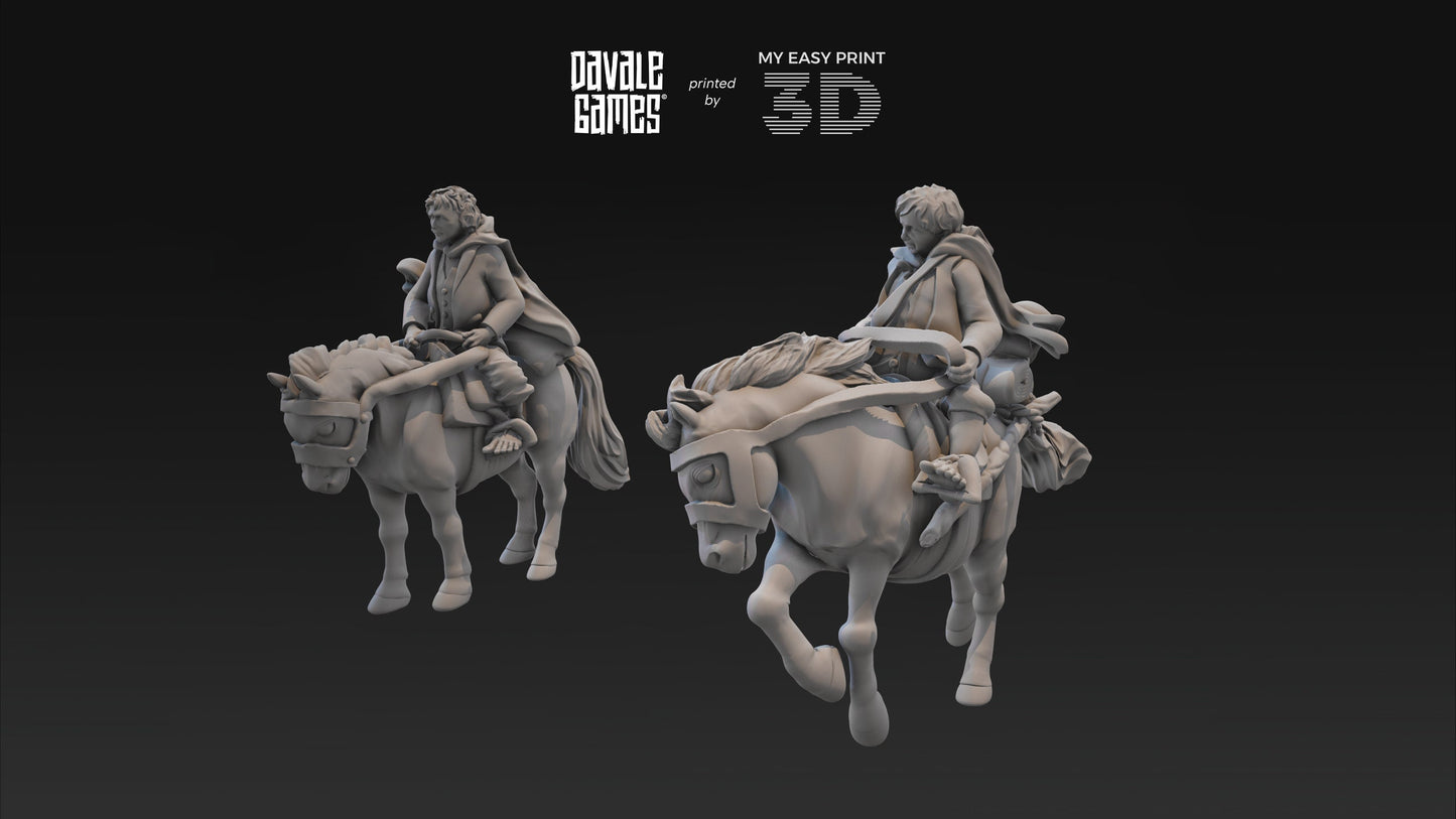 Halfmen on Pony - Mounted - Davale Games - 3D Printed with high quality resin for LOTR/D&D games