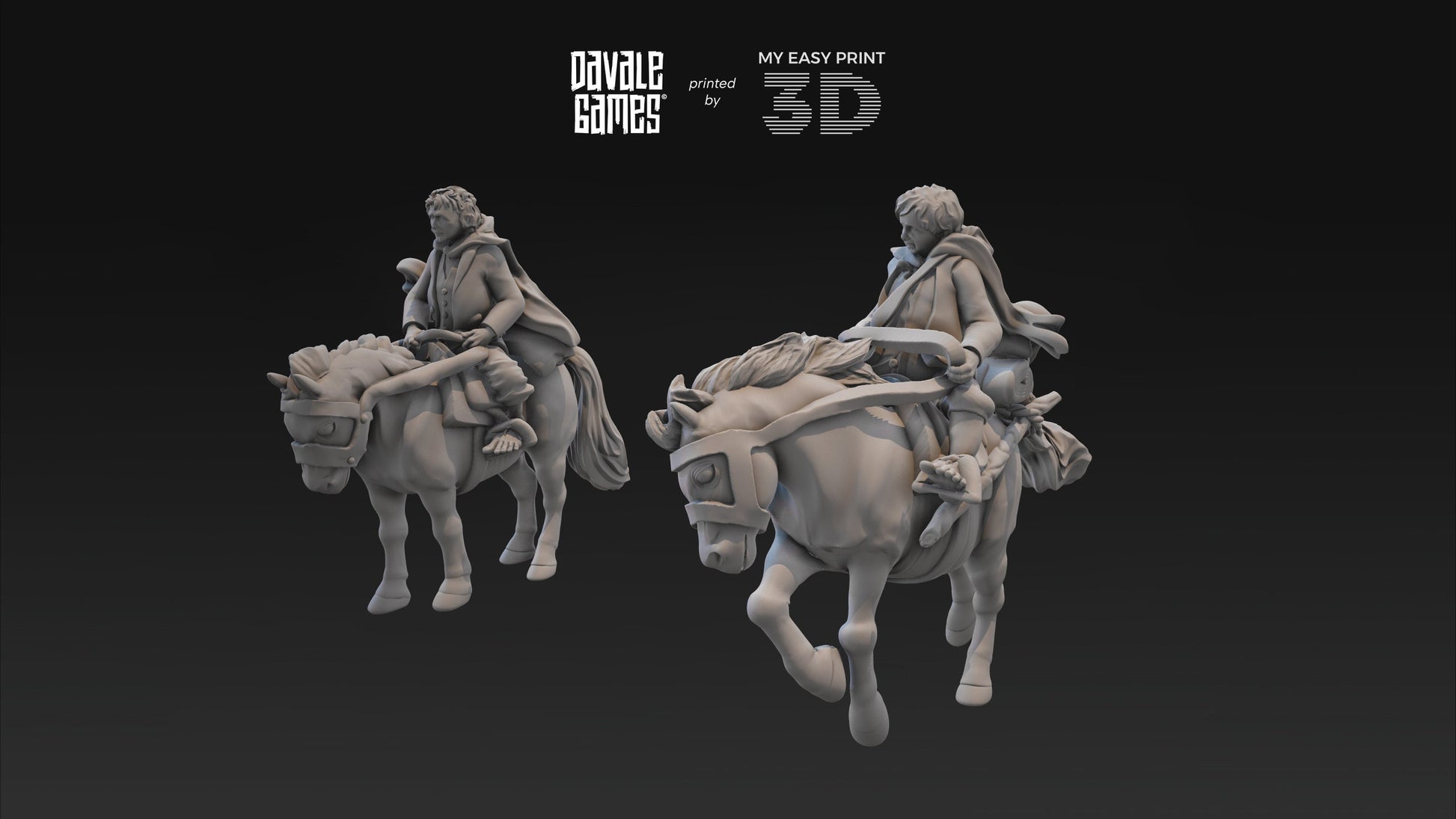 Halfmen on Pony - Mounted - Davale Games - 3D Printed with high quality resin for LOTR/D&D games