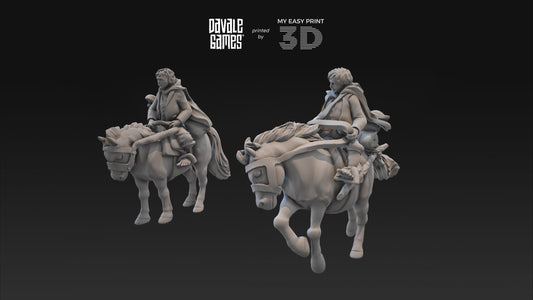Halfmen on Pony - Mounted - Davale Games - 3D Printed with high quality resin for LOTR/D&D games