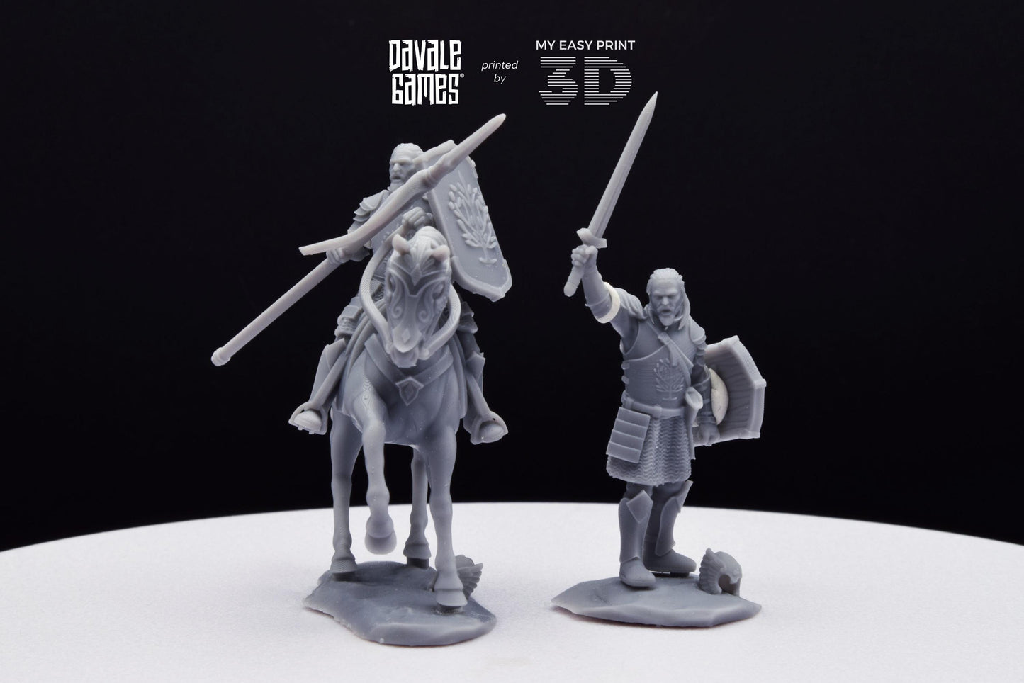 Grey Castle Captain [Ver. 2] - Foot and Mounted - Davale Games - 3D Printed with high quality resin for LOTR/D&D games