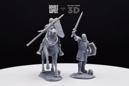 Grey Castle Captain [Ver. 2] - Foot and Mounted - Davale Games - 3D Printed with high quality resin for LOTR/D&D games