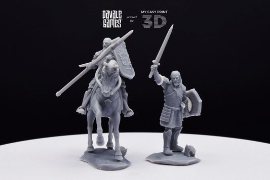Grey Castle Captain [Ver. 2] - Foot and Mounted - Davale Games - 3D Printed with high quality resin for LOTR/D&D games