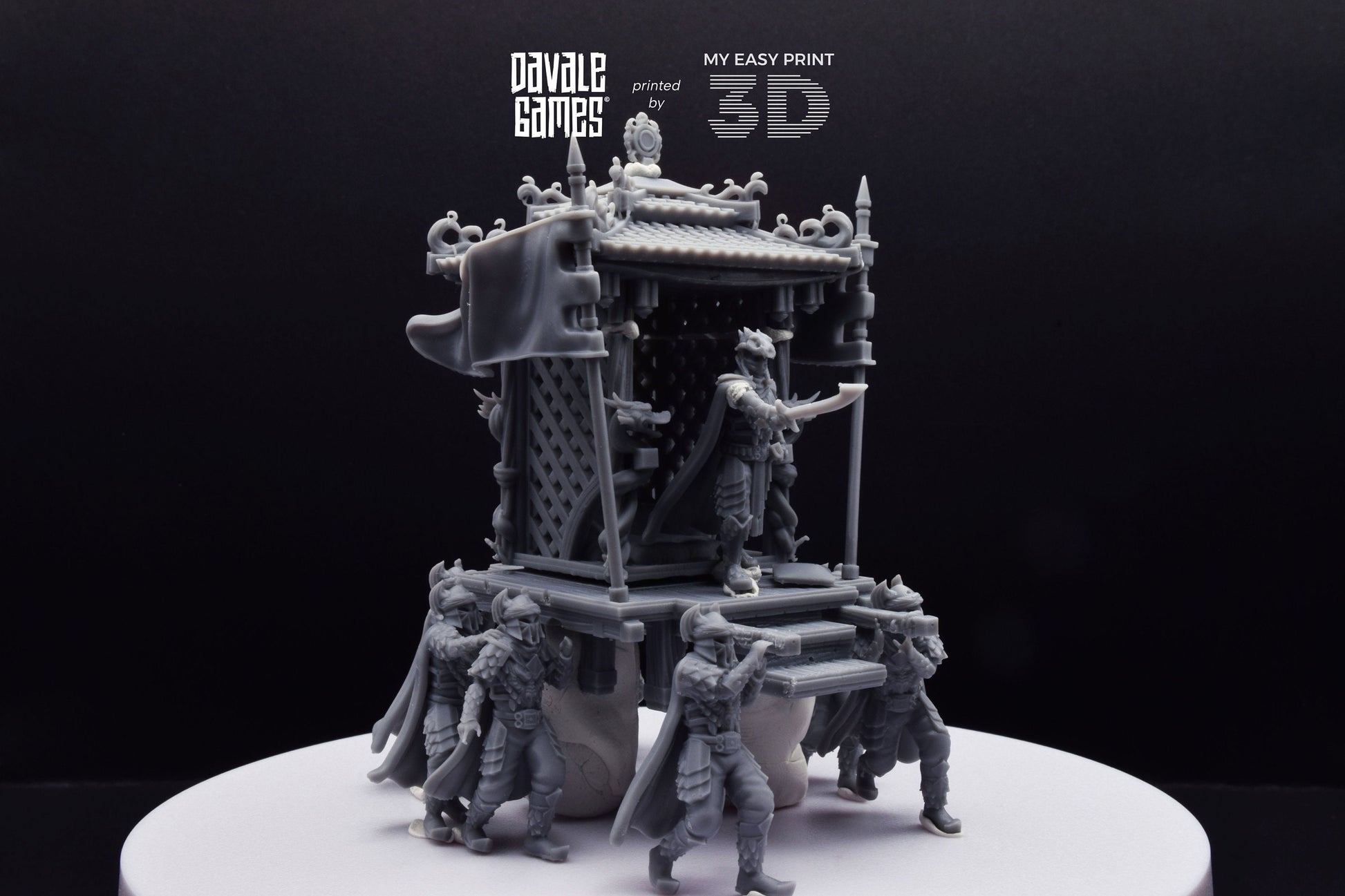 Dragon Army King on Palanquin [Ver. B] - Davale Games - 3D Printed with high quality resin for LOTR/D&D games
