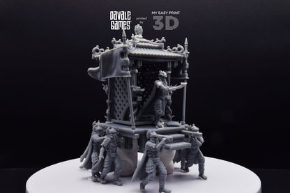 Dragon Army King on Palanquin [Ver. B] - Davale Games - 3D Printed with high quality resin for LOTR/D&D games