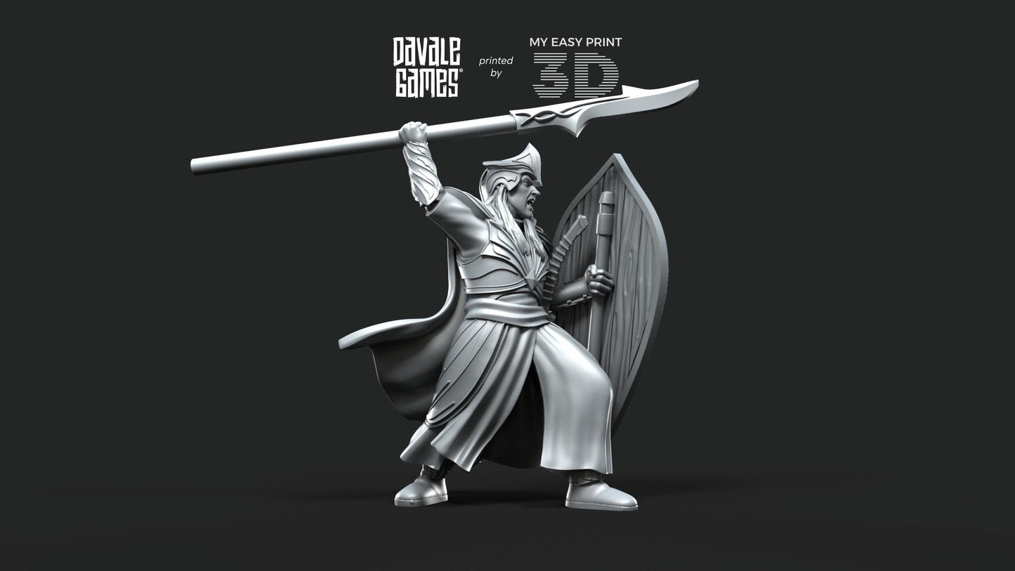 Galanthir Elves Spearmen with Optional Shield - Davale Games - 3D Printed with high quality resin for LOTR/D&D games