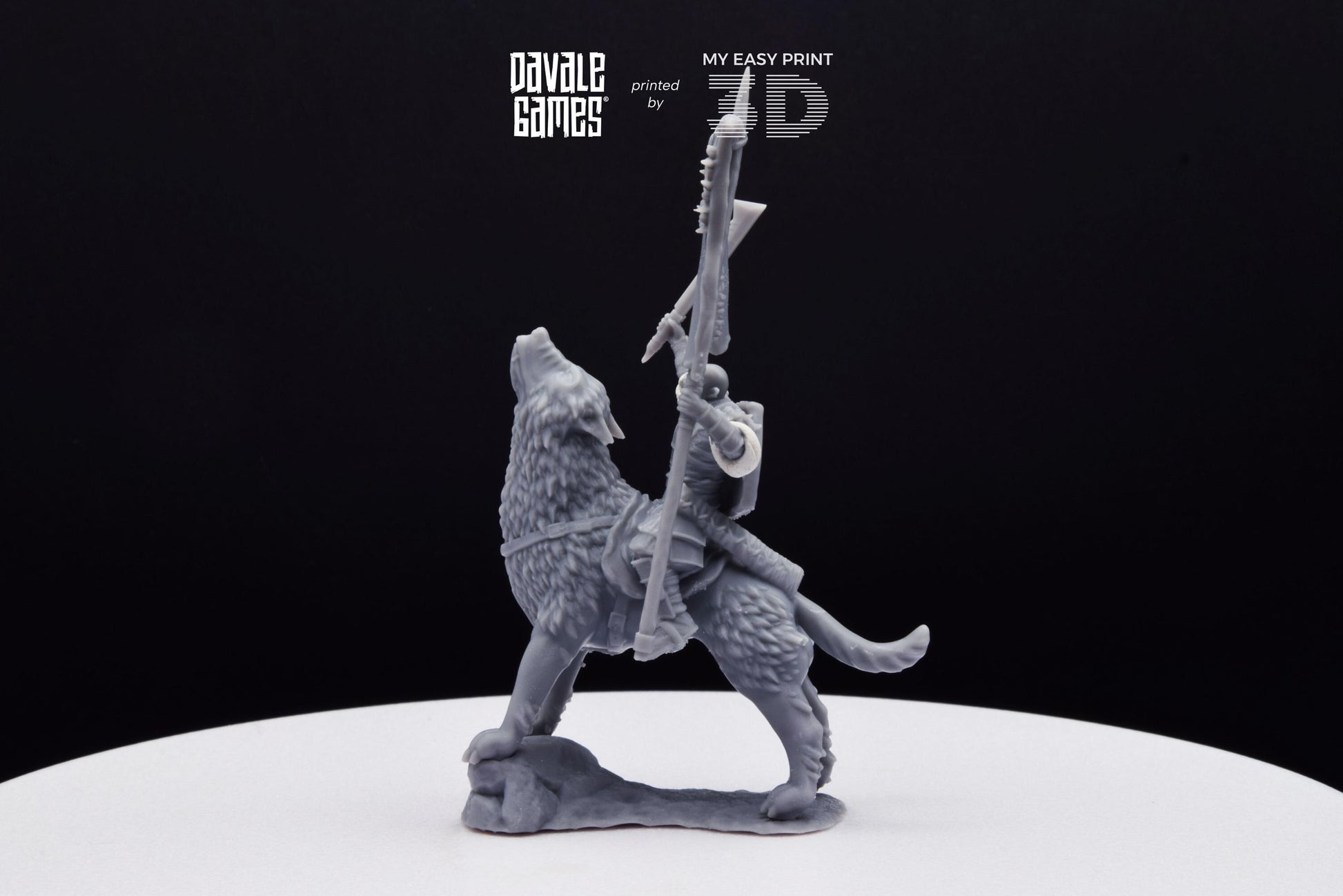 Warg Rider with Banner - Mounted - Davale Games - 3D Printed with high quality resin for LOTR/D&D games