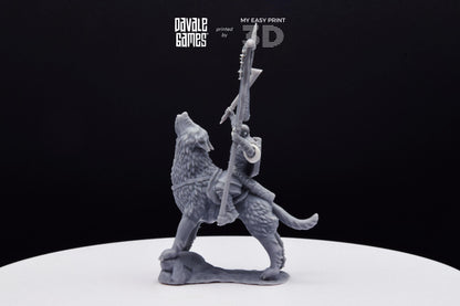 Warg Rider with Banner - Mounted - Davale Games - 3D Printed with high quality resin for LOTR/D&D games