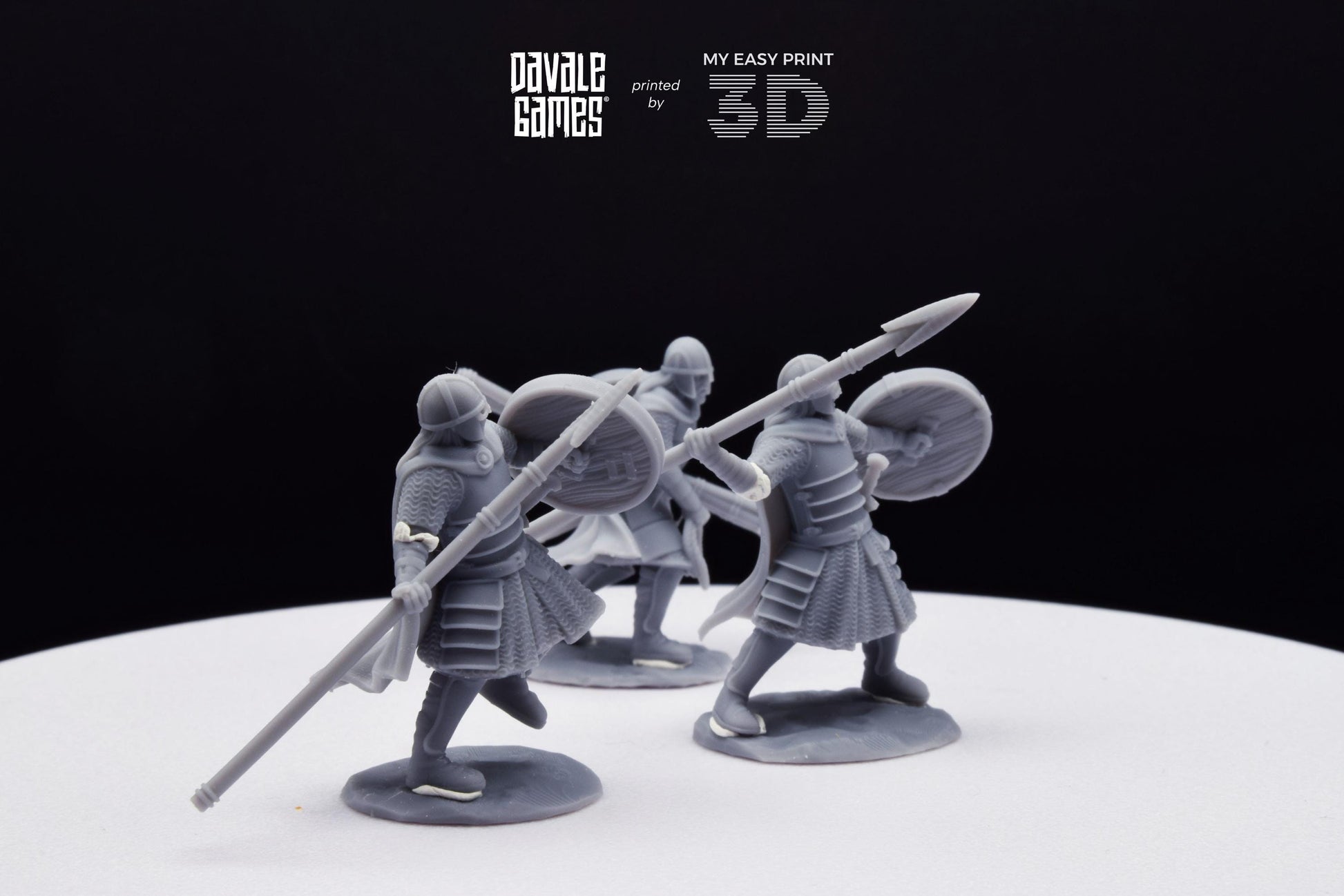 West Humans Regular Warriors with Throwing Spear and Shield - Foot - Davale Games - 3D Printed with high quality resin for LOTR/D&D games