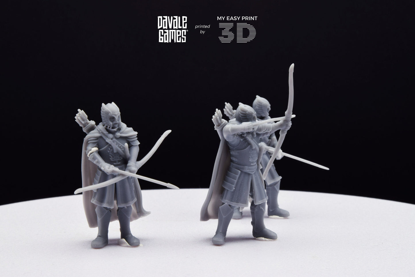 Grey Castle Guard with Long Bows - Davale Games - 3D Printed with high quality resin for LOTR/D&D games