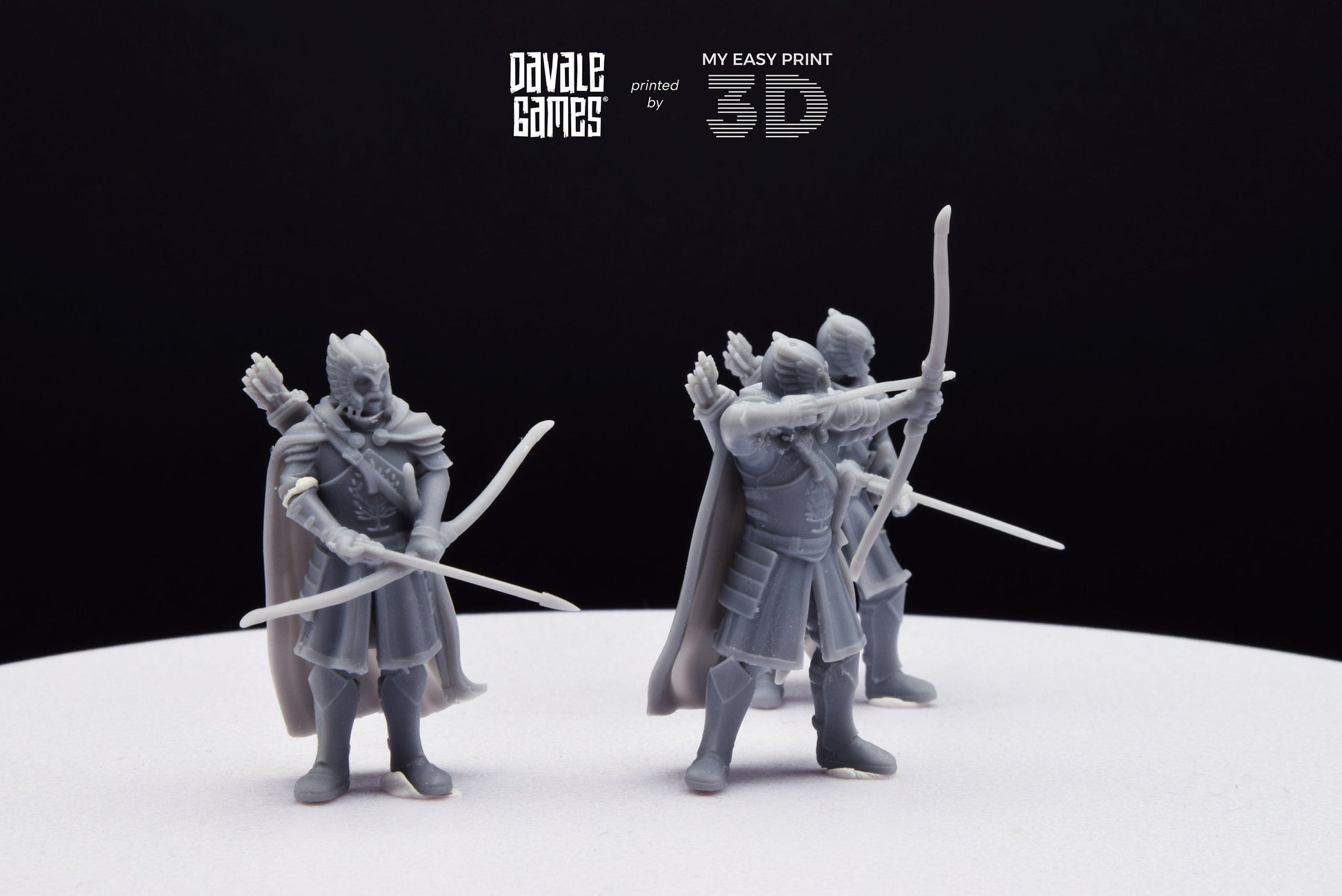 Grey Castle Guard with Long Bows - Davale Games - 3D Printed with high quality resin for LOTR/D&D games