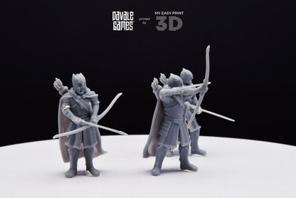Grey Castle Guard with Long Bows - Davale Games - 3D Printed with high quality resin for LOTR/D&D games