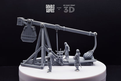 Grey Castle Trebuchet with Dotation - Davale Games - 3D Printed with high quality resin for LOTR/D&D games