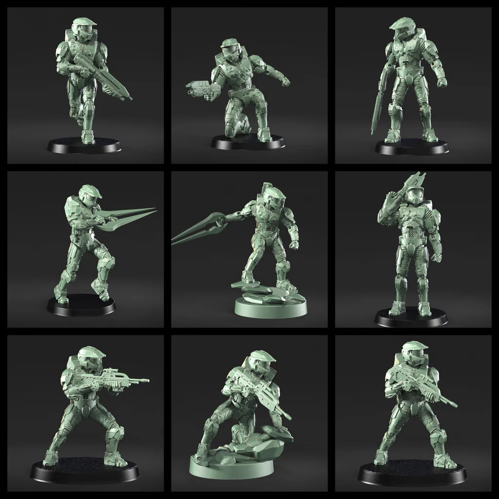 Halo Spartan Master Chief Miniature - Galactic Armory - 3D Printed with High Quality Resin for Wargame/Skirmish/D&D
