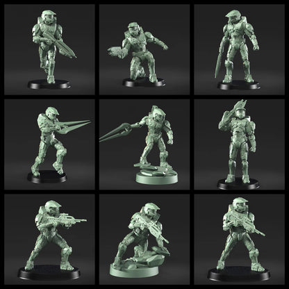 Halo Spartan Master Chief Miniature - Galactic Armory - 3D Printed with High Quality Resin for Wargame/Skirmish/D&D