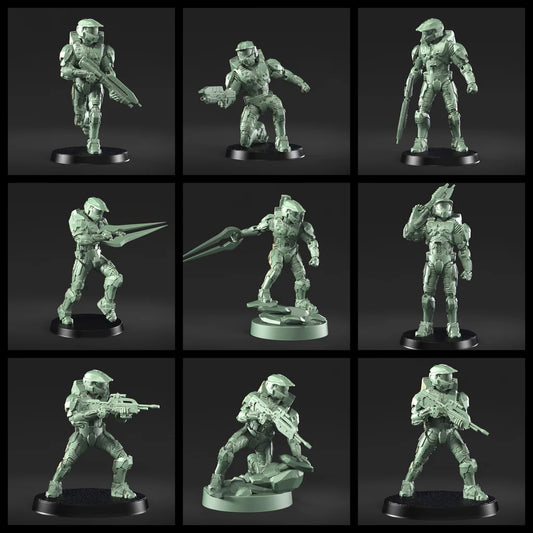 Halo Spartan Master Chief Miniature - Galactic Armory - 3D Printed with High Quality Resin for Wargame/Skirmish/D&D