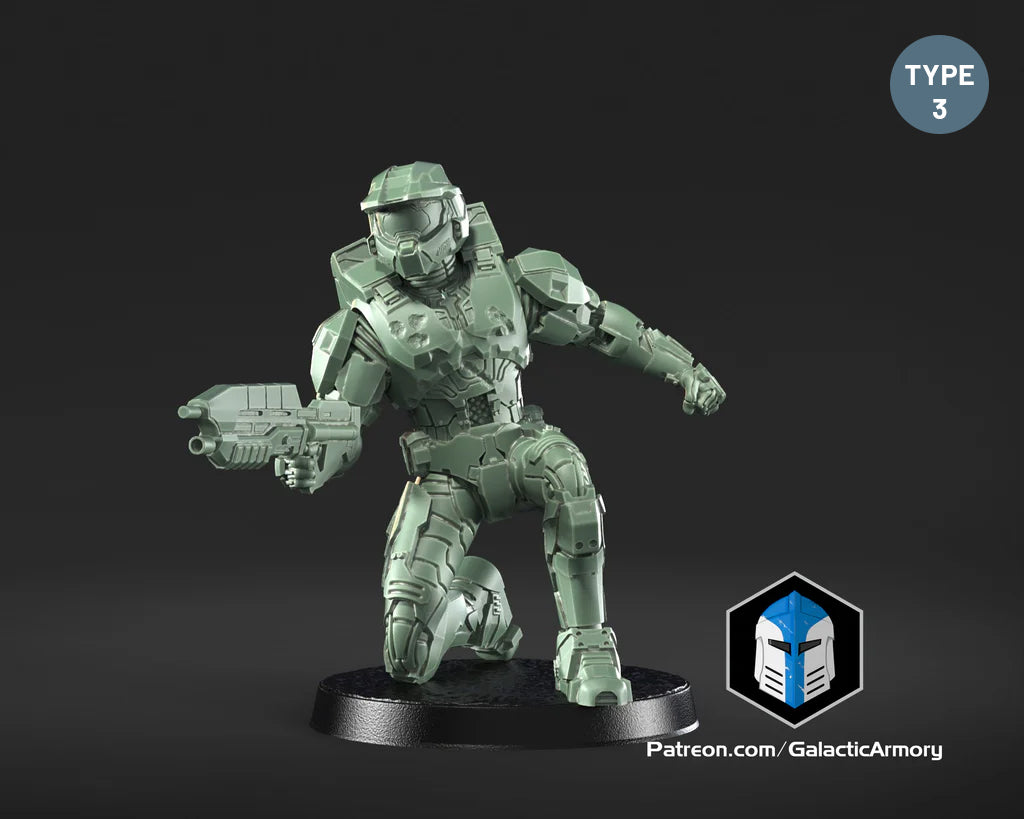 Halo Spartan Master Chief Miniature - Galactic Armory - 3D Printed with High Quality Resin for Wargame/Skirmish/D&D