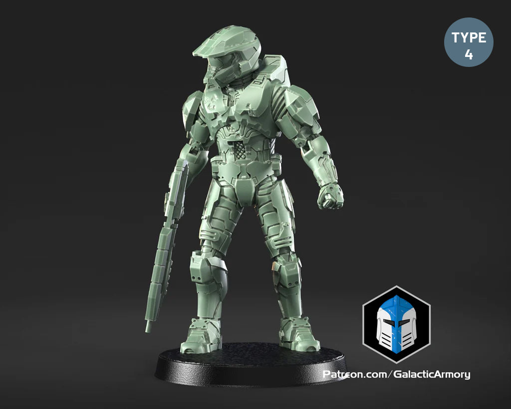 Halo Spartan Master Chief Miniature - Galactic Armory - 3D Printed with High Quality Resin for Wargame/Skirmish/D&D