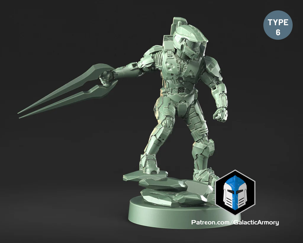 Halo Spartan Master Chief Miniature - Galactic Armory - 3D Printed with High Quality Resin for Wargame/Skirmish/D&D