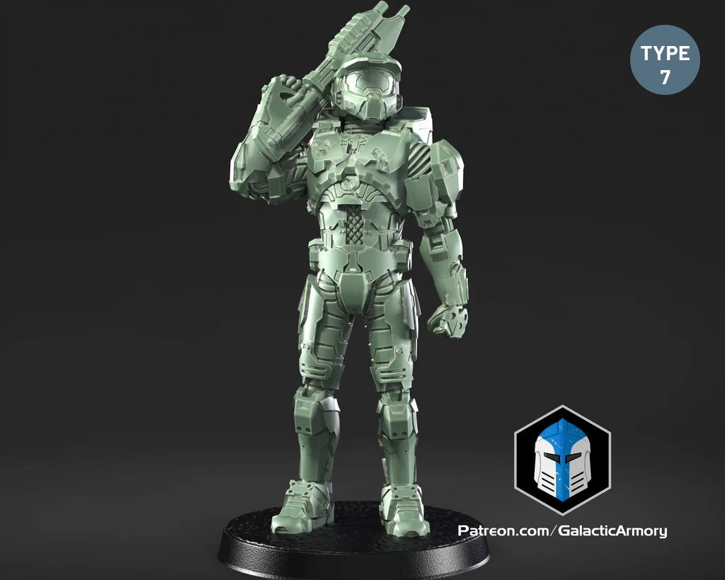 Halo Spartan Master Chief Miniature - Galactic Armory - 3D Printed with High Quality Resin for Wargame/Skirmish/D&D