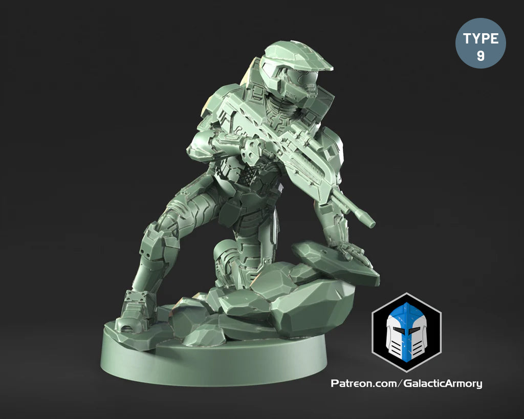Halo Spartan Master Chief Miniature - Galactic Armory - 3D Printed with High Quality Resin for Wargame/Skirmish/D&D