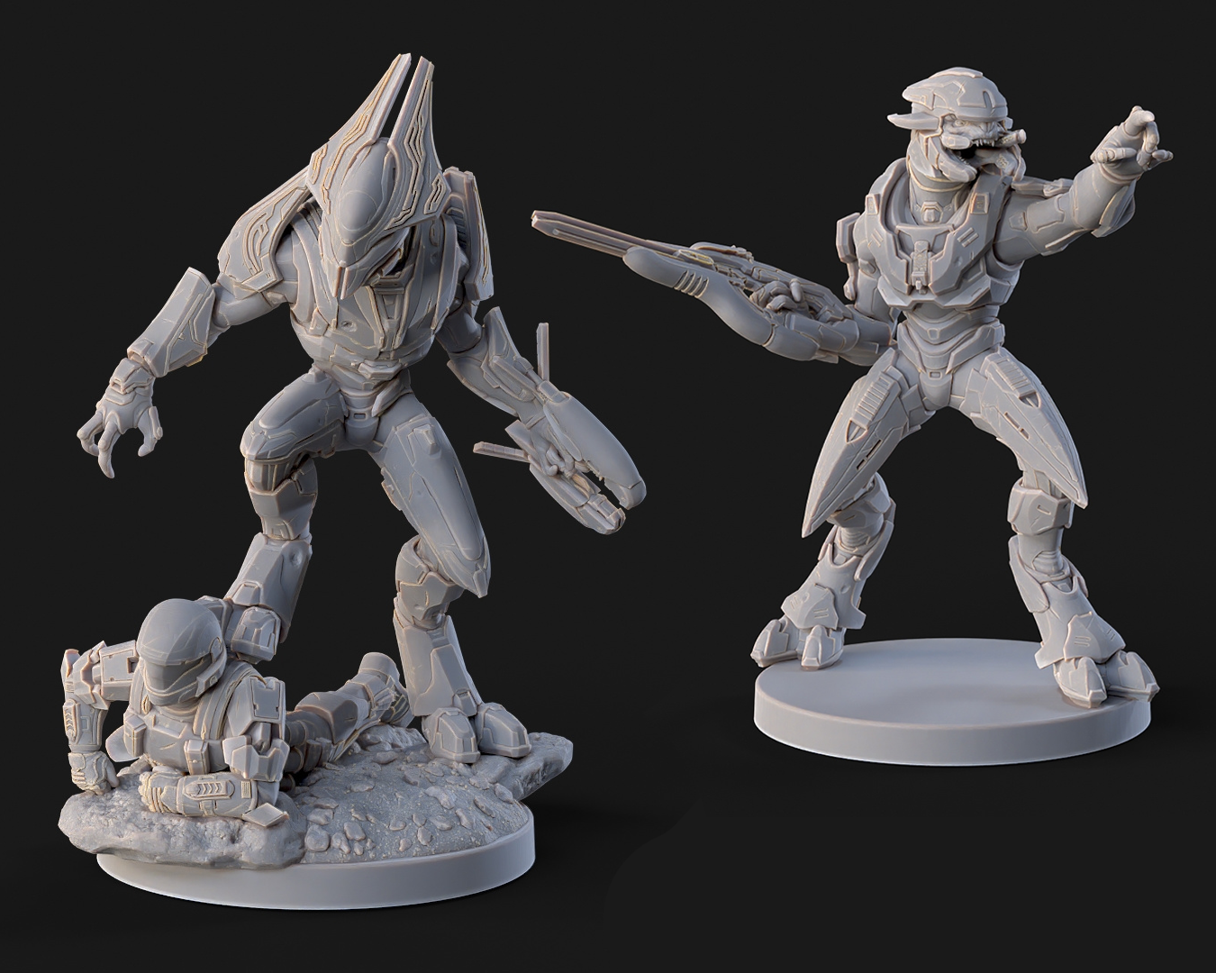 Halo Elites Miniatures - Galactic Armory - 3D Printed with High Quality Resin for Wargame/Skirmish/D&D