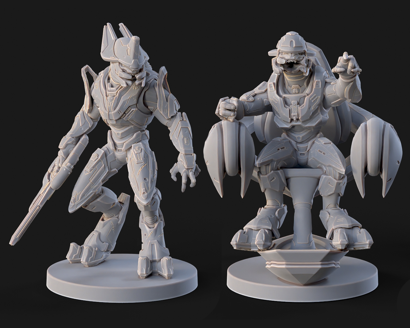 Halo Elites Miniatures - Galactic Armory - 3D Printed with High Quality Resin for Wargame/Skirmish/D&D