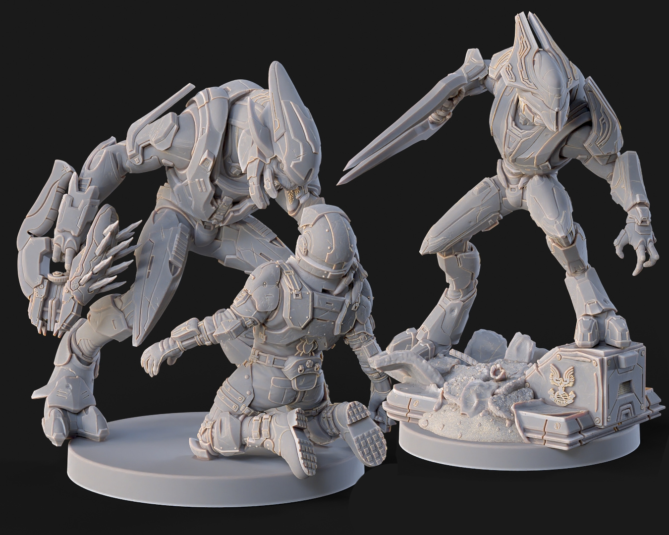 Halo Elites Miniatures - Galactic Armory - 3D Printed with High Quality Resin for Wargame/Skirmish/D&D