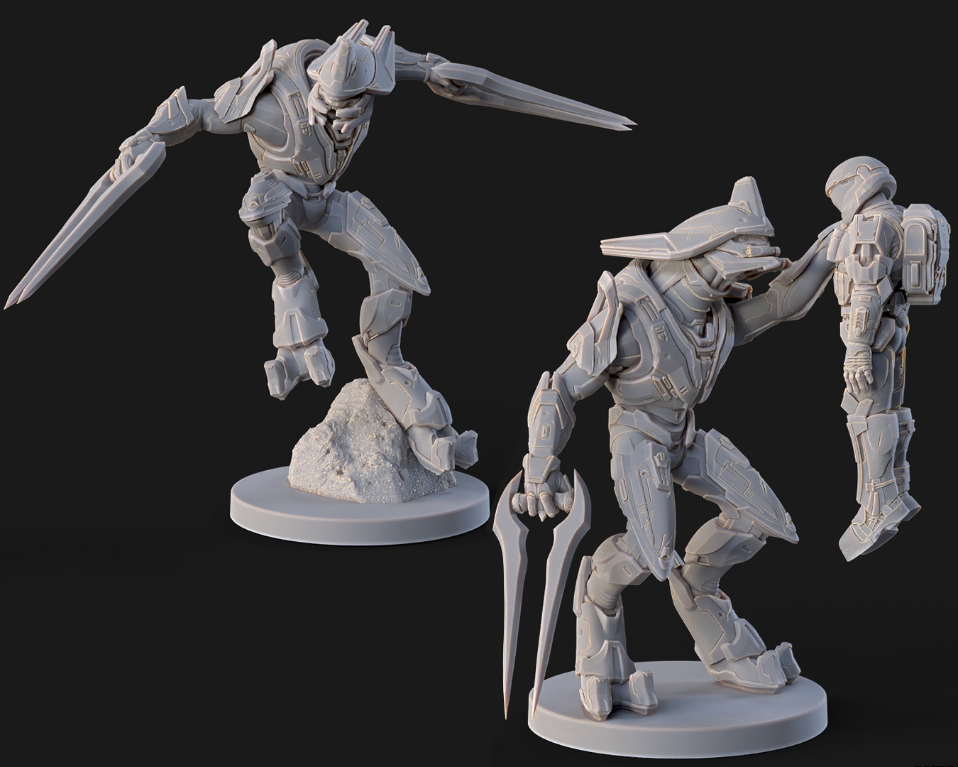 Halo Elites Miniatures - Galactic Armory - 3D Printed with High Quality Resin for Wargame/Skirmish/D&D