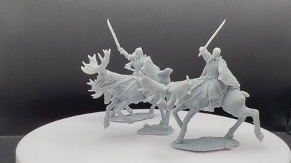Armoured Wood Elf on Elk - Mounted - Davale Games - 3D Printed with high quality resin for LOTR/D&D games