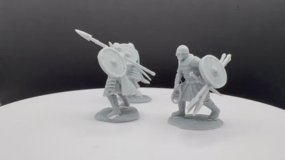 West Humans Regular Warriors with Throwing Spear and Shield - Foot - Davale Games - 3D Printed with high quality resin for LOTR/D&D games