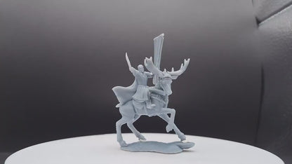 Wood Elf Banner on Elk - Mounted - Davale Games - 3D Printed with high quality resin for LOTR/D&D games