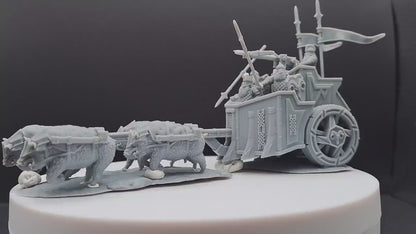 Silver Goat Dwarves Charriot - Davale Games - 3D Printed with high quality resin for LOTR/D&D games