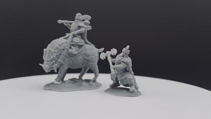 Silver Goat Dwarf Lord Iron - Foot and Mounted - Davale Games - 3D Printed with high quality resin for LOTR/D&D games