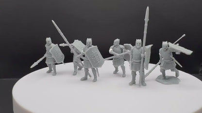 Grey Castle Warriors with Spears - Foot - Davale Games - 3D Printed with high quality resin for LOTR/D&D games