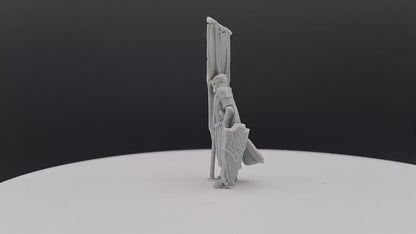 Armoured Wood Elf on Foot Banner 2 - Davale Games - 3D Printed with high quality resin for LOTR/D&D games