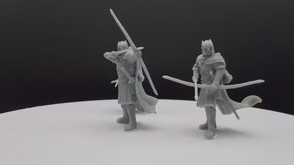 Grey Castle Guard with Long Bows - Davale Games - 3D Printed with high quality resin for LOTR/D&D games
