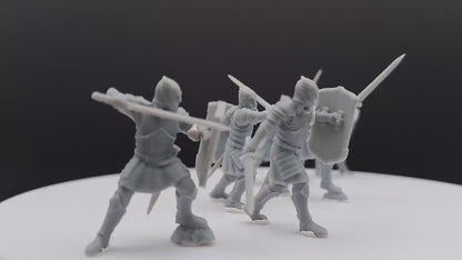 Grey Castle Warriors with swords - Davale Games - 3D Printed with high quality resin for LOTR/D&D games