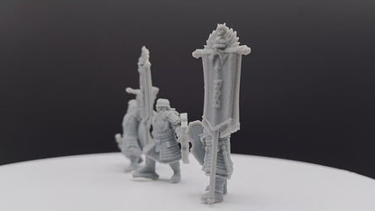Kingdom Champion Dwarf and Banner - Davale Games - 3D Printed with high quality resin for LOTR/D&D games