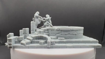 Grey Castle Scenery with Casualties [Ver.1 + Ver.2] - Davale Games - 3D Printed with high quality resin for LOTR/D&D games