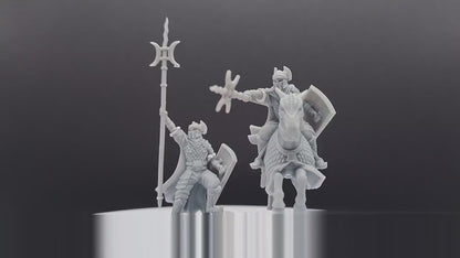 Dragon Army Captain with Sword and Spear - Foot and Mounted - Davale Games - 3D Printed with high quality resin for LOTR/D&D games