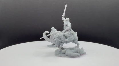 Silver Goat Dwarf Captain - Foot and Mounted - Davale Games - 3D Printed with high quality resin for LOTR/D&D games