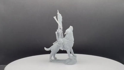 Warg Rider with Banner - Mounted - Davale Games - 3D Printed with high quality resin for LOTR/D&D games